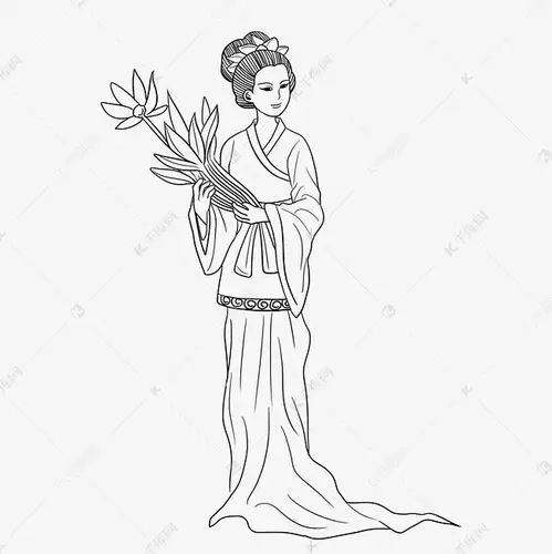线描古代美女西施