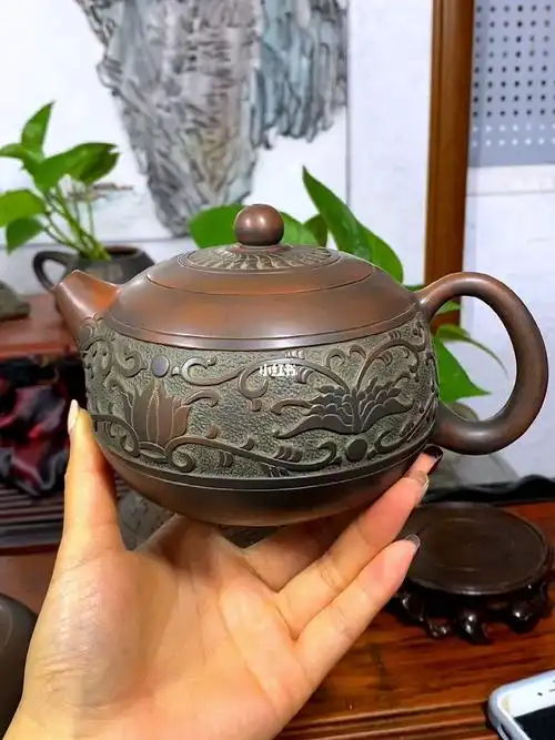 坭兴陶茶壶花开富贵大品西施壶500ml