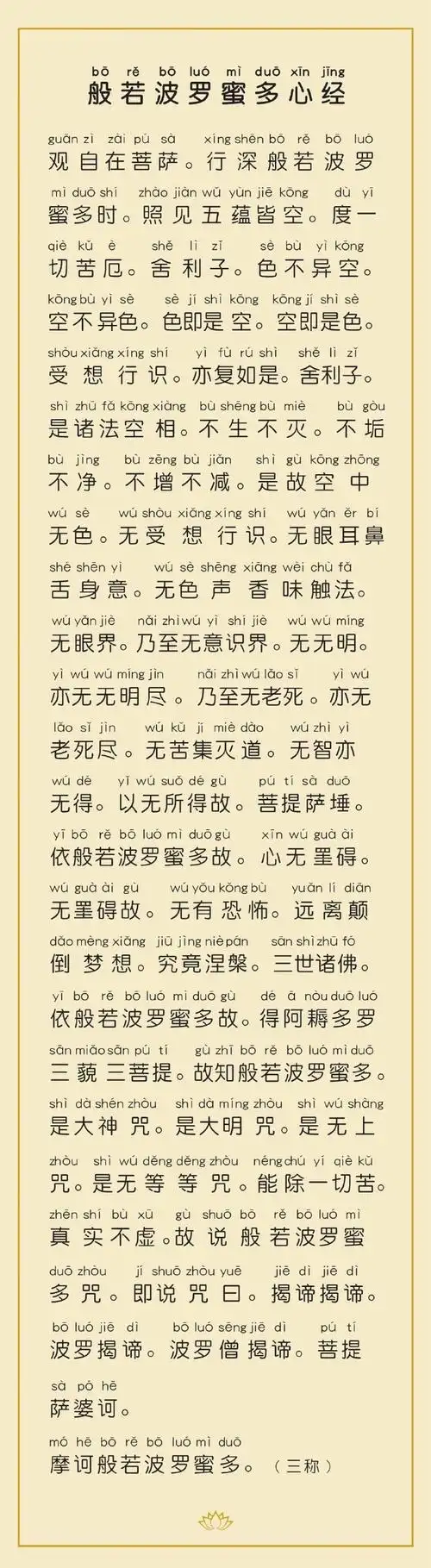 《般若波罗蜜多心经》简称《心经》,是接通观世音菩萨的心咒,用菩萨