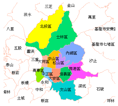 台北市及周边位置关系地图