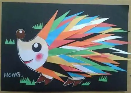 幼儿格子手工剪纸粘贴画