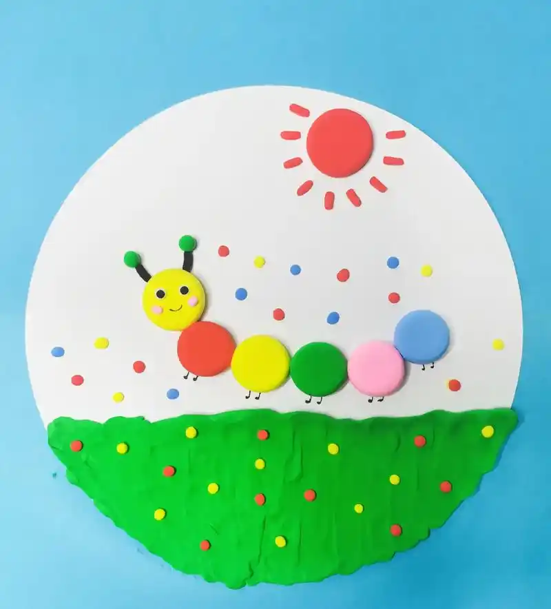 儿童粘土手工.会搓圆就能做彩色毛毛虫 可爱简单 一学就会