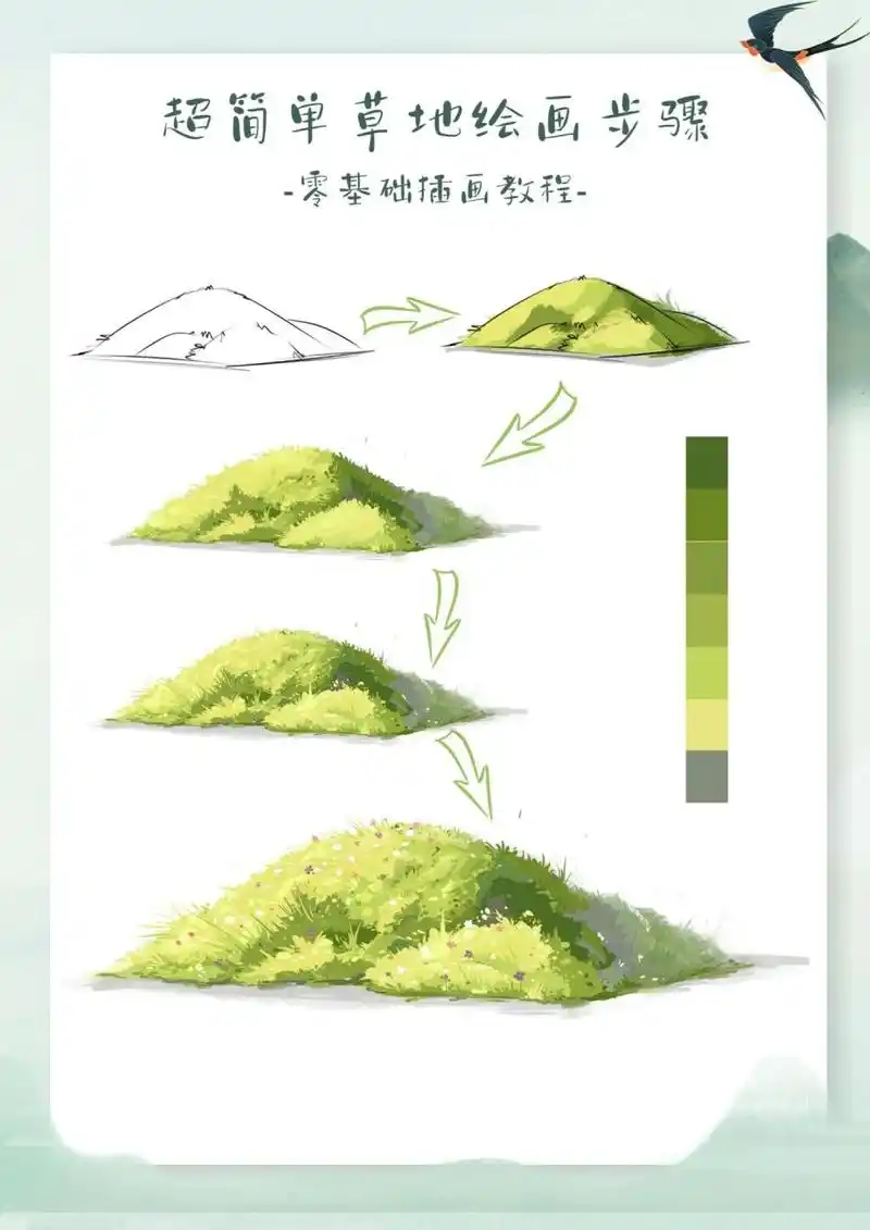 插画教程|超简单草地绘画步骤6015 嗨咯～宝子们02 欢迎来到