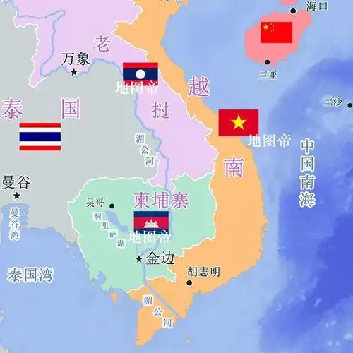 柬埔寨位于中南半岛,按顺时针方向,邻国依次是泰国,老挝,越南.