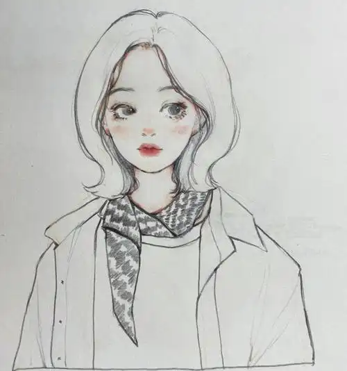 短发少女线稿附步骤图