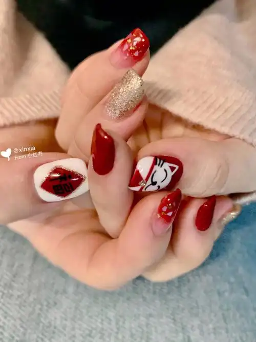 新年招财猫美甲