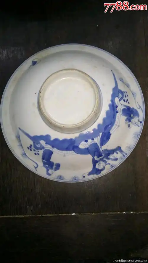 民国福禄寿青花人物大碗