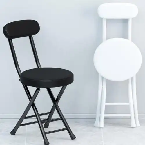 闪电客折叠椅子靠背凳子家用可便携圆凳小休闲椅餐桌餐椅简易靠椅省