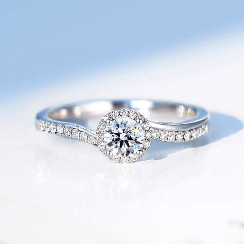 宝石矿工 18k白金钻石戒指30分圆钻gia钻戒订婚戒结婚戒托定制