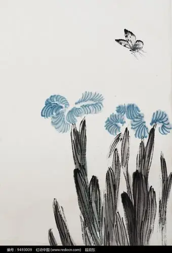 齐白石兰花蝴蝶图
