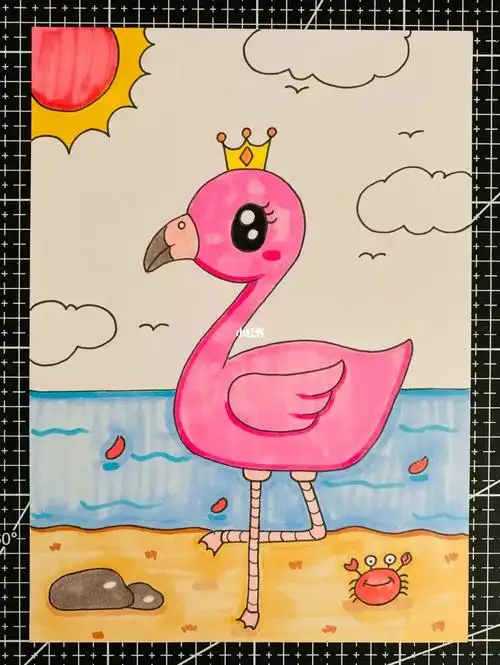 火烈鸟03儿童创意画儿童画简笔画