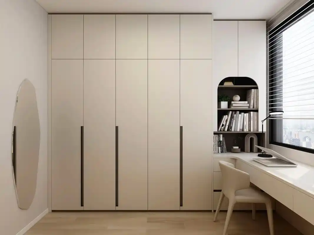 奶油风衣帽间设计效果图和实景图来咯~.