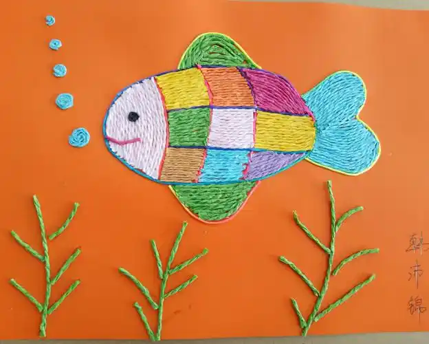 萌宝亲子手工作品展毛线粘贴画