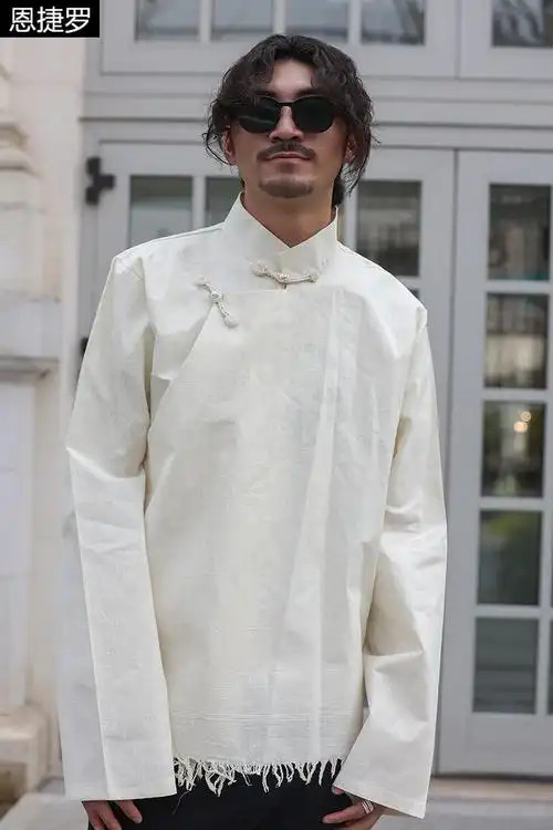 藏服男士春夏季藏族生活服装男年夏季藏族进口布热衬衣男高端藏式上衣