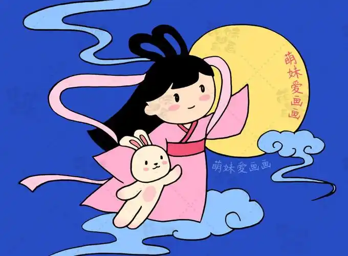 第二款简笔画:嫦娥奔月