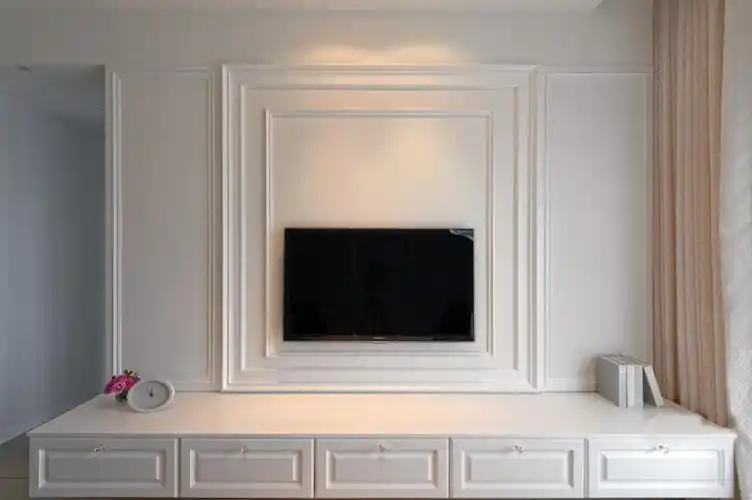 纯白浪漫简欧风格电视背景墙效果图
