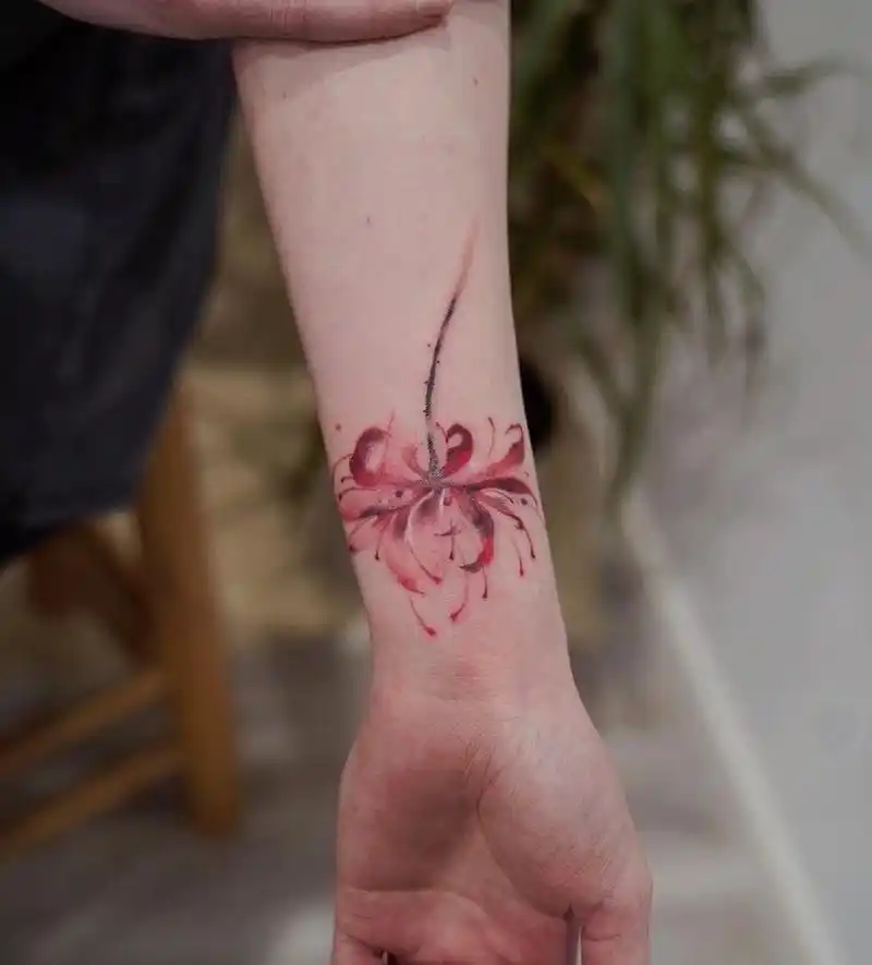 墨尔本61koizhou61彼岸花61纹身遮盖 彼岸花遮盖手腕旧纹身