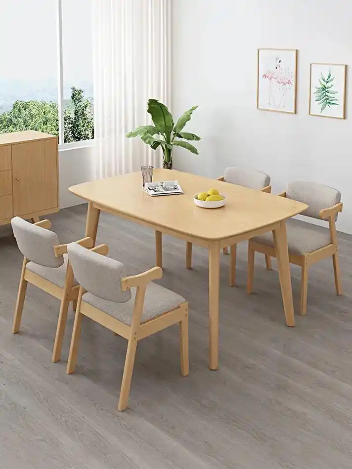 全实木餐桌椅组合小户型餐厅现代简约北欧简易餐桌长方形 - 抖音