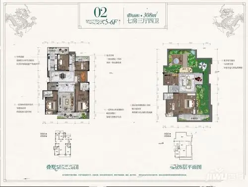 桂林顺祥郡308㎡顶层复式五六层(02户型)