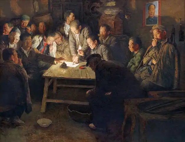 用经典的红色绘画来纪念建党95周年