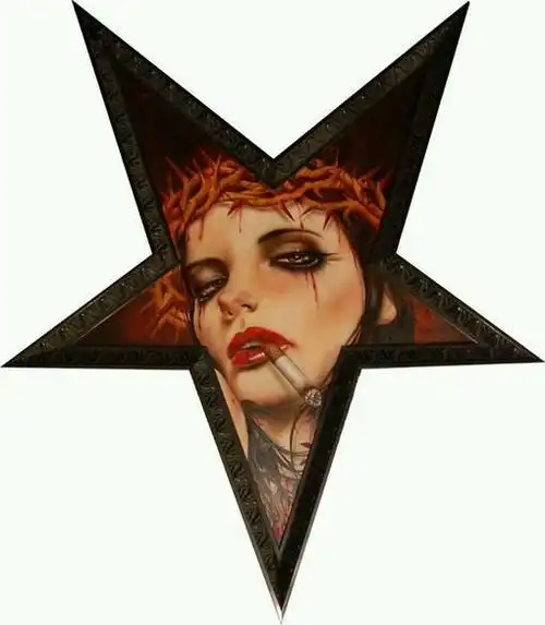 口含香烟的女神纹身手稿