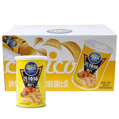 达利园可比克薯片45g*48罐装番茄烧烤香辣味整箱大礼包膨化小零食