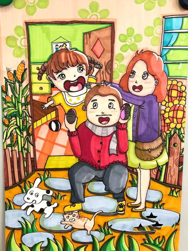 二年级美术 我爱我家 家人 简笔画 儿童画 练习画画打卡04 临摹练习