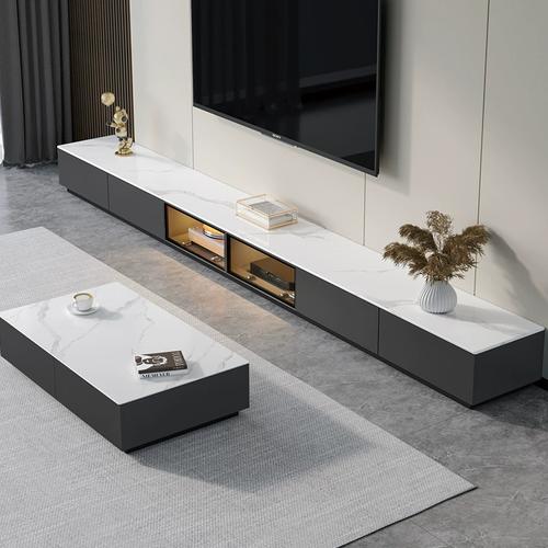 岩板电视柜茶几组合现代简约客厅极简轻奢地柜小户型地台电视机柜