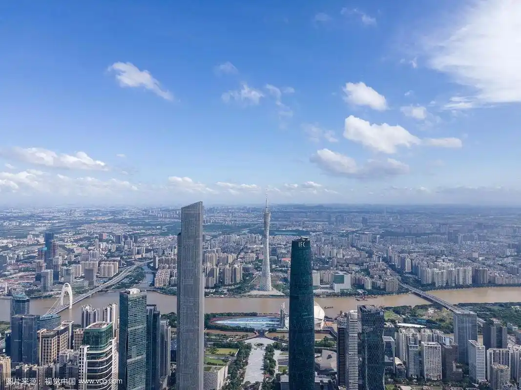 珠江新城航拍鸟瞰视角