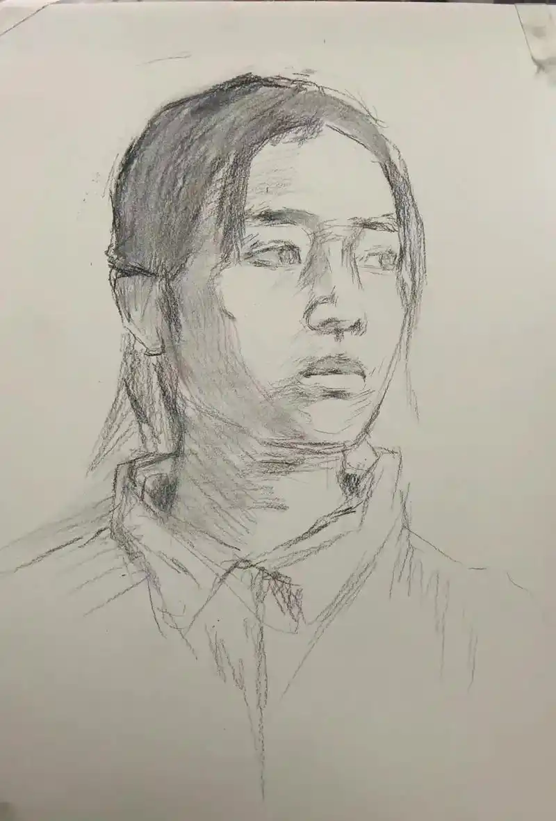 素描头像步骤分解: 起形 大关系  - 抖音