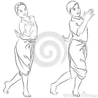 泰国服饰简笔画卡通