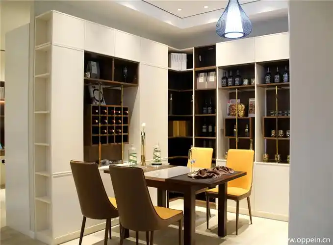 轻奢风转角餐酒柜定做效果图