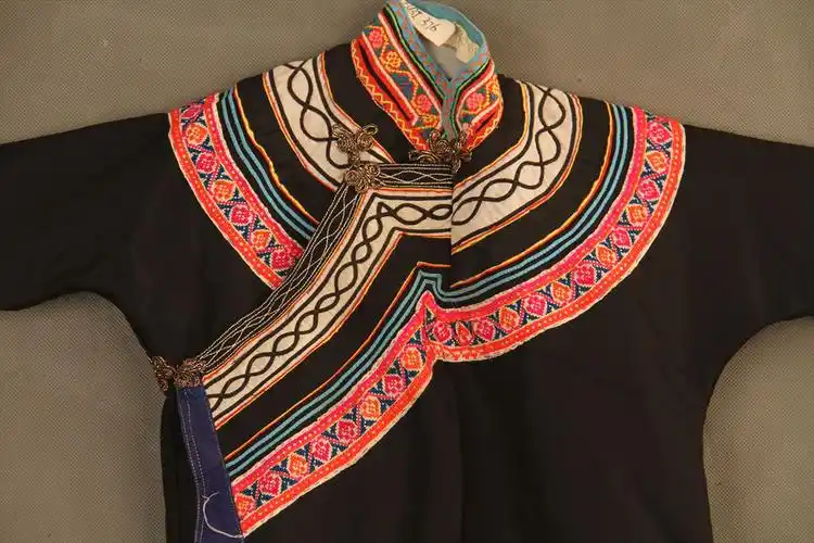 现代彝族贴绣花卉纹女童上衣