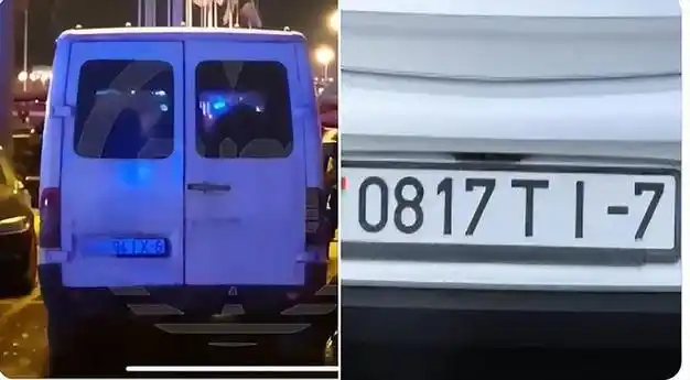 在俄罗斯广为传播的被视为嫌疑的被检查的车辆——峨眉称是乌克兰车牌