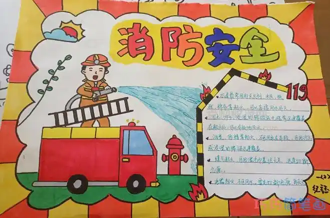 2022消防安全手抄报图片-带内容文字-给孩子收藏吧! - 巧巧简笔画