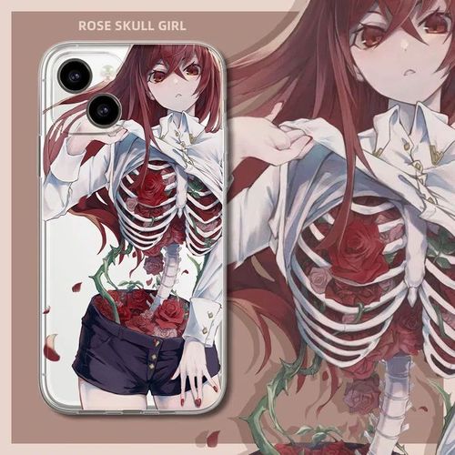 二次元玫瑰心脏动漫少女iphone14pro苹果13/11手机壳12硅胶xr透明