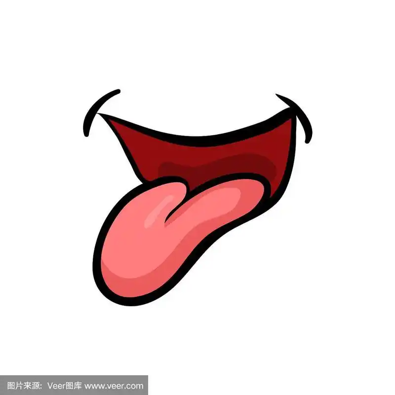 卡通舌笑孤立在白色背景