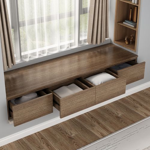 实木简约卧室飘窗柜子阳台窗台柜矮柜可坐地柜抽屉置物柜储物定制