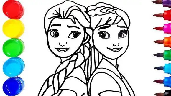 简笔画画爱莎和安娜公主,涂上颜色非常漂亮,小朋友也能学会-母婴亲子