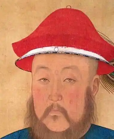 下图为睿亲王始祖清太祖奴尔哈赤十四子多尔衮画像.