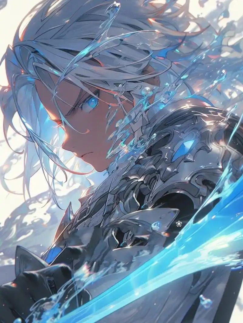 御水使者|银发战神|酷炫水纹机甲男生头像 98手起水落,水线如剑
