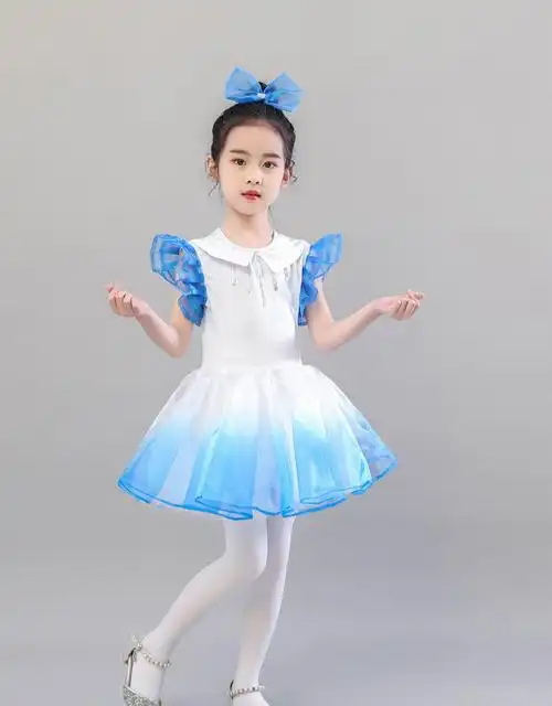 世宜得六一儿童节舞蹈服装女孩六一儿童节演出服女童蓬蓬纱裙女孩追梦