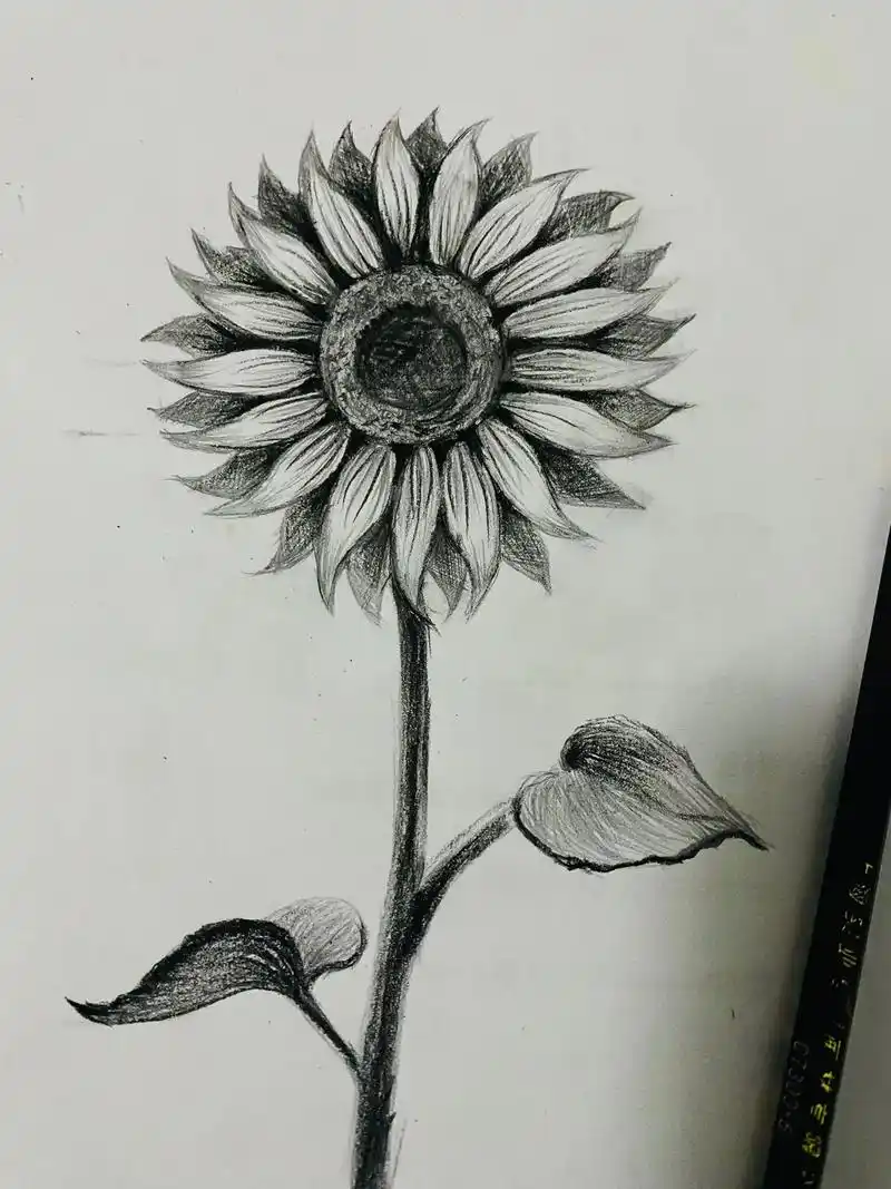 向日葵 #素描 #一起学画画#画渣日常   向日葵有一段很 - 抖音