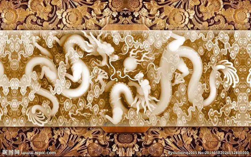 双龙戏珠浮雕背景墙设计图__psd分层素材_psd分层素材_设计图库_昵图