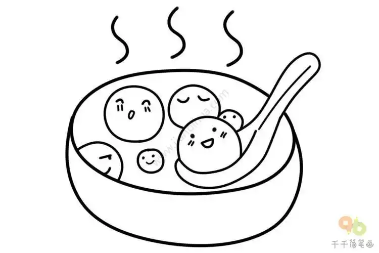 元宵节吃汤圆简笔画图片元宵节简笔画