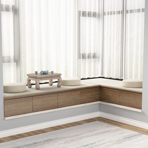 实木简约卧室飘窗柜子阳台窗台柜矮柜可坐地柜抽屉置物柜储物定制