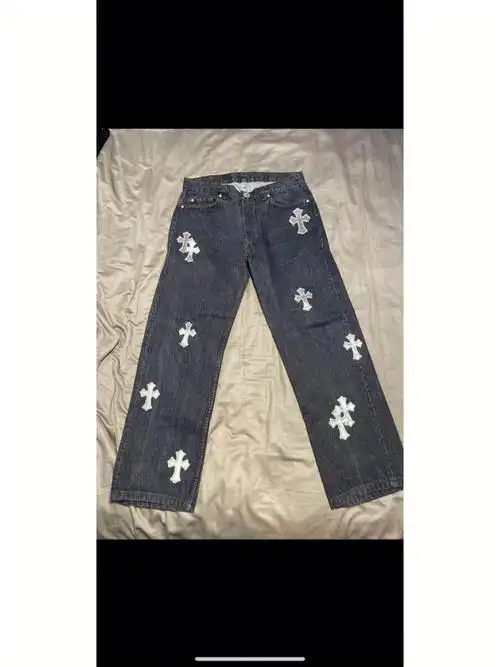 chromeheart克罗心马毛皮牛仔裤