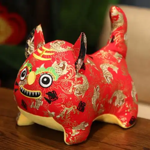 可爱生肖虎公仔毛绒玩具玩偶布老虎红色虎年吉祥物小挂件年会礼品