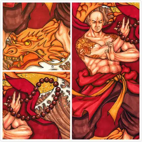 雕虫小技还敢班门弄斧原创手绘大威天龙法海