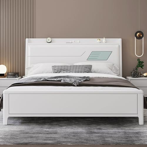 北欧实木床12米单人床135m小户型床18米简约白色15双人储物床